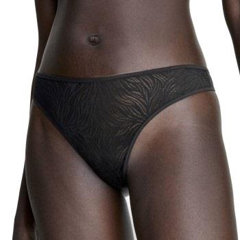 Calvin Klein Trosor Sheer Marquisette Lace Thong Svart polyamid X-Larg...