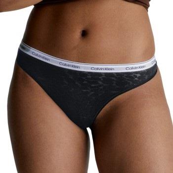 Calvin Klein Trosor Lace Thong Svart polyamid Large Dam