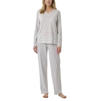 Schiesser Women Straight Leg Long Pyjama Vit/Grå bomull 48 Dam