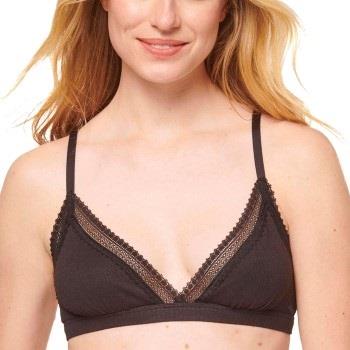 Sloggi BH GO Ribbed Lace Bralette Svart bomull Large Dam