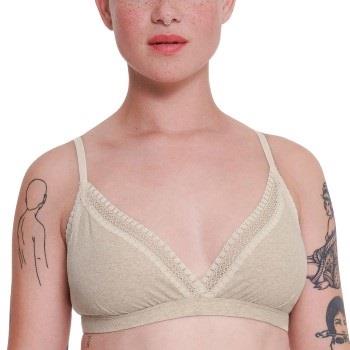 Sloggi BH GO Ribbed Lace Bralette Elfenben bomull Large Dam