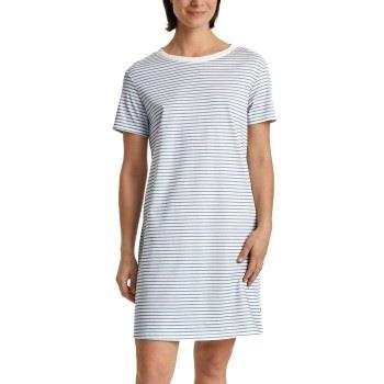 Calida Cotton Stripes Shortsleeve Nightdress Ljusblå Randig bomull Med...