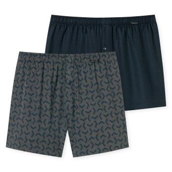 Schiesser Kalsonger 2P Boxershorts multipack Blå/Grå bomull Large Herr