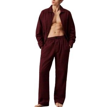 Calvin Klein Flannel Sleep Button Pant Set Male Vinröd bomull Medium H...