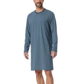 Schiesser Comfort Essential Longsleeve Sleepshirt Blå Mönstrad bomull ...