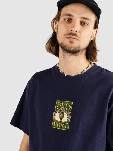 Pass Port Vase Embroidery T-Shirt navy