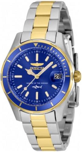 Invicta Damklocka 35606 Pro Diver Blå/Gulguldtonat stål Ø34 mm