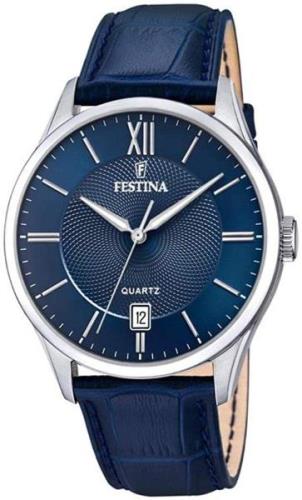 Festina Herrklocka F20426-2 Classic Blå/Läder Ø43 mm