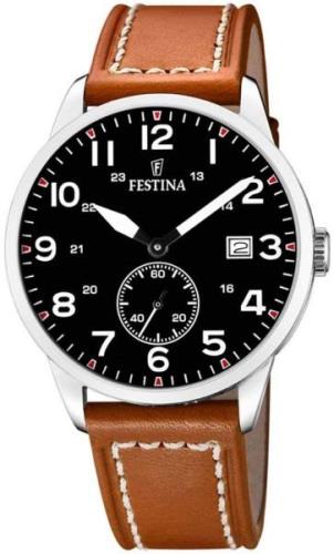 Festina Herrklocka F20347-7 Retro Svart/Läder Ø42 mm