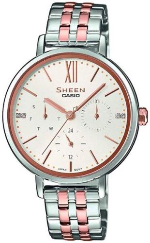 Casio Damklocka SHE-3064SPG-7AUER Sheen Vit/Roséguldstonat stål