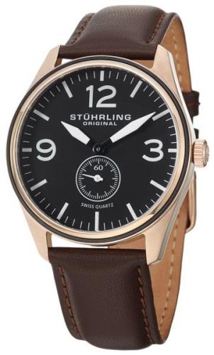 Stührling Original Herrklocka 931.03 Aviator Svart/Läder Ø42 mm