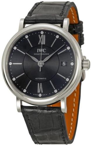 IWC Damklocka IW458102 Portofino Svart/Läder Ø37 mm