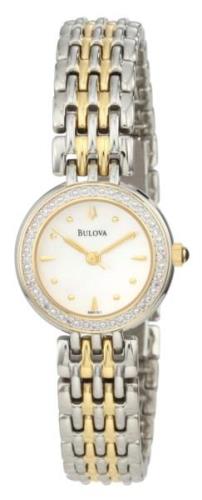 Bulova Damklocka 98R151 Diamond Vit/Gulguldtonat stål Ø24 mm