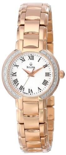 Bulova Damklocka 98R156 Diamond Vit/Roséguldstonat stål Ø28 mm