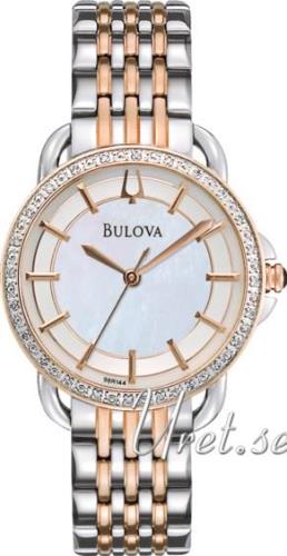 Bulova Damklocka 98R144 Diamond Vit/Roséguldstonat stål Ø30 mm