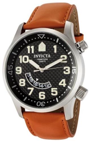 Invicta Herrklocka 0384 II Svart/Läder Ø48 mm