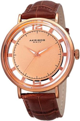 Akribos XXIV Herrklocka AK860RGBR Roséguldstonad/Läder Ø43 mm