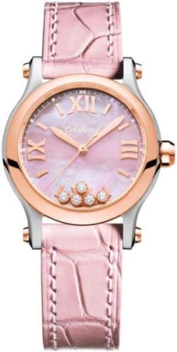 Chopard Damklocka 278573-6011 Happy Sport Rosa/Läder Ø30 mm