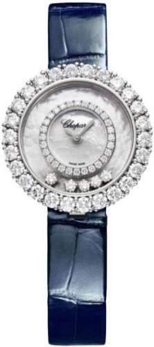 Chopard Damklocka 205369-1001 Happy Diamonds Vit/Läder Ø28.6 mm