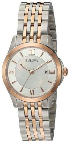 Bulova Damklocka 98M125 Vit/Roséguldstonat stål Ø27 mm