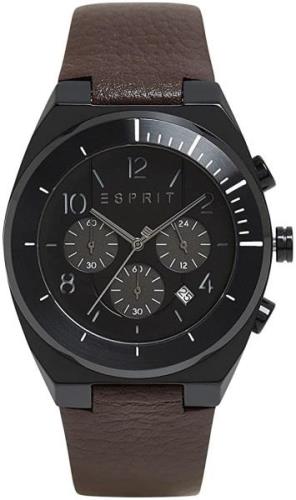 Esprit Herrklocka ES1G157L0035 Strike Svart/Läder Ø44 mm