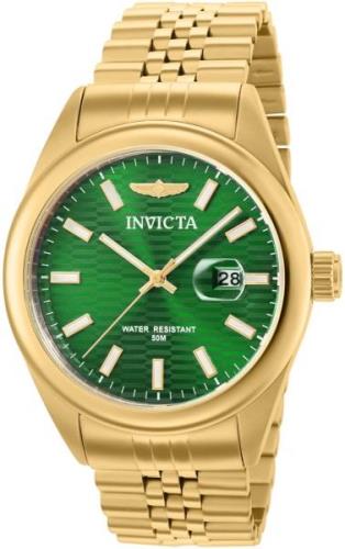 Invicta Herrklocka 38414 Aviator Grön/Gulguldtonat stål Ø43 mm