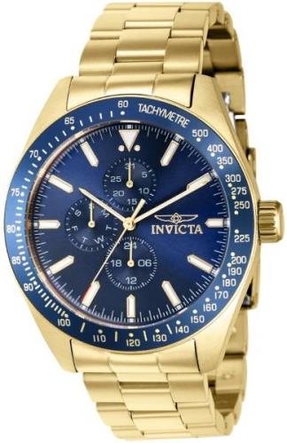 Invicta Herrklocka 38967 Aviator Blå/Gulguldtonat stål Ø45 mm