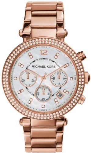 Michael Kors Damklocka MK5491 Parker Vit/Roséguldstonat stål Ø39 mm