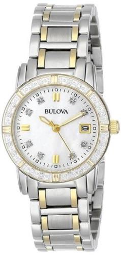 Bulova Damklocka 98R107 Diamond Vit/Gulguldtonat stål Ø26 mm