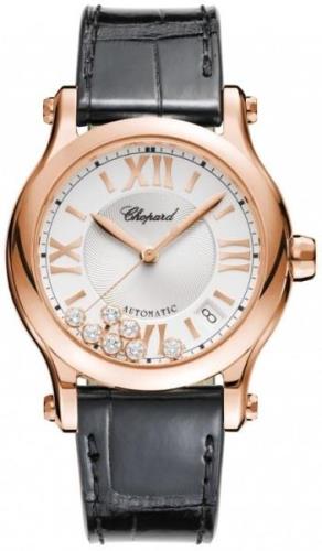 Chopard Damklocka 274808-5001 Happy Sport Silverfärgad/Läder Ø36 mm