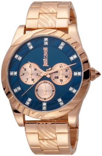 Just Cavalli Damklocka JC1L130M0075 Blå/Roséguldstonat stål Ø40 mm