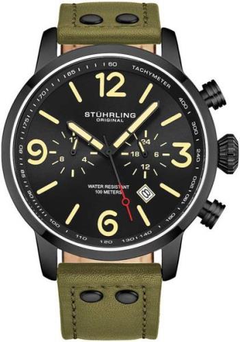 Stührling Original Herrklocka 3956.5 Aviator Svart/Läder Ø45 mm