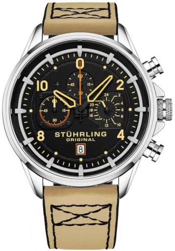 Stührling Original Herrklocka 929.01 Aviator Svart/Läder Ø45 mm