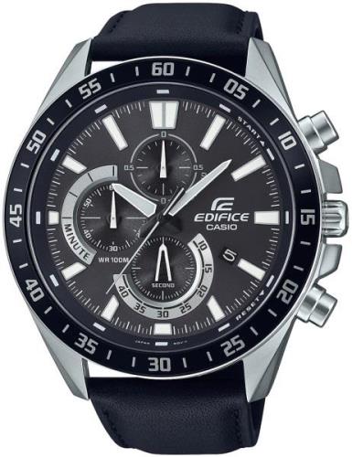 Casio Herrklocka EFV-620L-1AVUEF Edifice Svart/Läder Ø50.5 mm