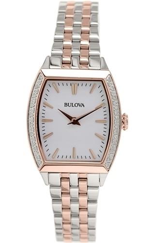 Bulova Damklocka 98R200 Diamond Vit/Roséguldstonat stål