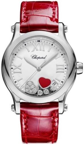 Chopard Damklocka 278582-3005 Happy Sport Silverfärgad/Läder Ø36 mm