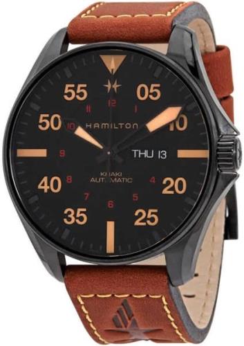 Hamilton Herrklocka H64705531 Khaki Aviation Svart/Läder Ø46 mm