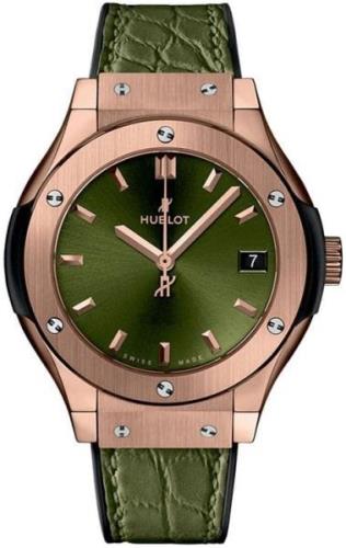 Hublot Damklocka 581.OX.8980.LR Classic Fusion Grön/Läder Ø33 mm