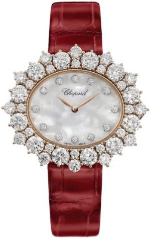 Chopard Damklocka 13A390-5102 Diamond Hour Vit/Läder Ø40 mm