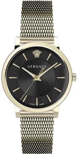 Versace Herrklocka VE5A00920 V Circle Svart/Gulguldtonat stål Ø42 mm