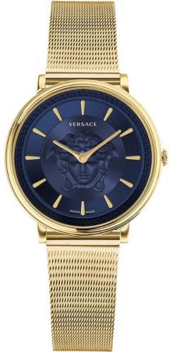 Versace Damklocka VE8104021 V Circle Blå/Gulguldtonat stål Ø38 mm