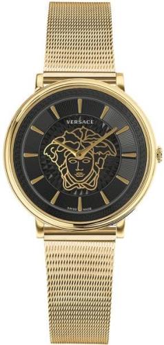 Versace Damklocka VE8102119 V Circle Svart/Gulguldtonat stål Ø38 mm