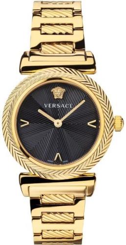 Versace Damklocka VERE02220 V Motif 35mm Svart/Gulguldtonat stål