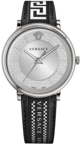 Versace Herrklocka VE5A01021 V Circle Silverfärgad/Läder Ø42 mm