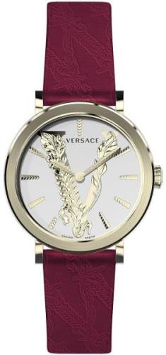 Versace Damklocka VERI00320 V Virtus Silverfärgad/Läder Ø36 mm