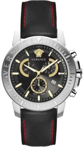 Versace Herrklocka VE2E00121 New Chrono Chronograph 45mm Svart/Läder