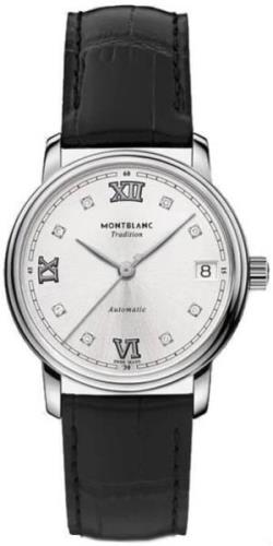 Montblanc Damklocka 128689 Tradition Silverfärgad/Läder Ø32 mm