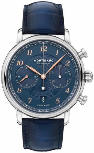 Montblanc Herrklocka 129626 Star Legacy Blå/Läder Ø42 mm