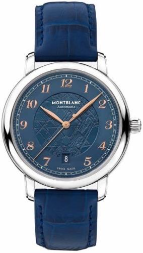 Montblanc Herrklocka 129628 Star Legacy Blå/Läder Ø39 mm