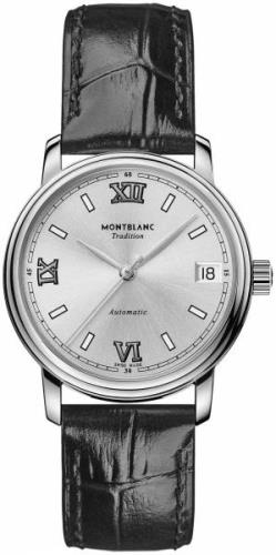 Montblanc Damklocka 127751 Tradition Silverfärgad/Läder Ø32 mm